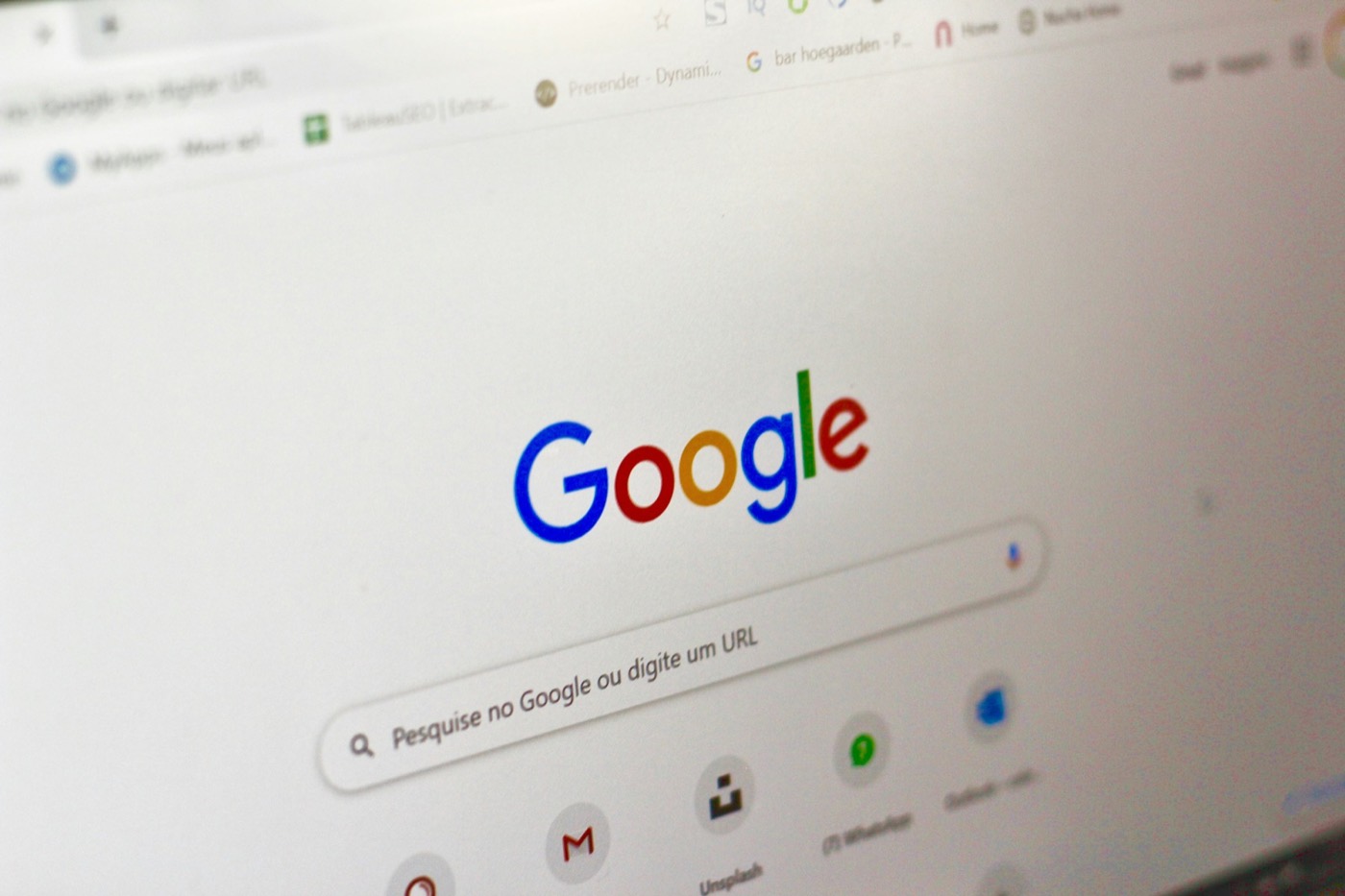 Page d'accueil du moteur de recherche Google affichée à l'écran
